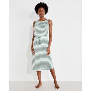 Talbots Haven Well Within Willow Green Organic Cotton Interlock Striped Dress